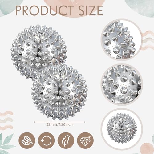 JolliLudo 6 Pcs Magnetic Massage Ball for Adults Spiky Massage Ball for Hand Exercise, Pain Pressure and Stress Relief Chr...