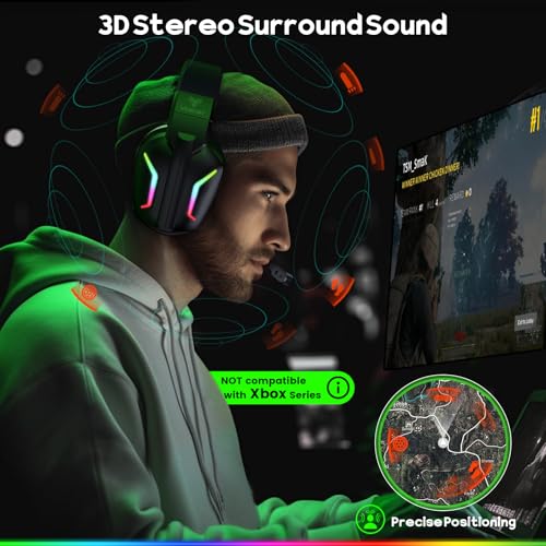 WESEARY Wireless Gaming Headsets for PC, PS5, PS4, Switch, Mac, 2.4GHz Wireless Gaming Headphone with ENC Noise Canceling ...