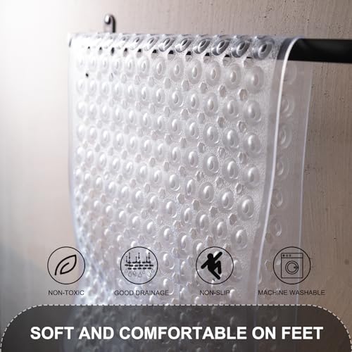TEESHLY Bath Tub and Shower Mats, Non Slip 40 x 16 Inch Extra Long Bathtub Mat, Machine Washable Bathmat with Drain Holes,...