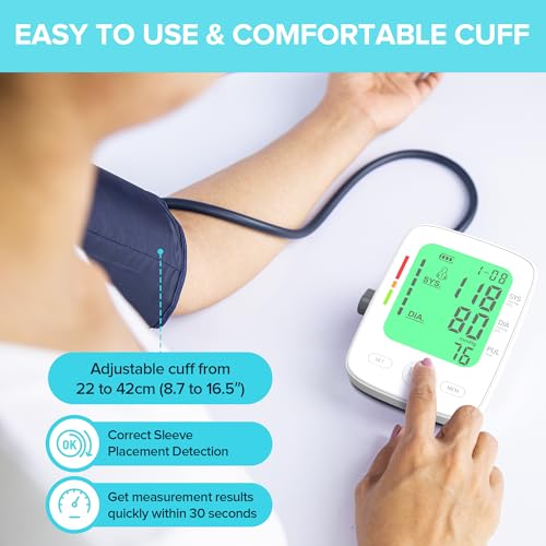 Blood Pressure Monitor for Home Use, Automatic Upper Arm Blood Pressure Machine with Large LCD Display, Adjustable Cuff (9...