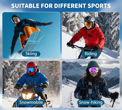 AzureWings Ski Goggles,Snowboard Goggles for Men Women Adults Youth,Over Glasses OTG/100% UV Protection/Anti-fog/Wide Vision