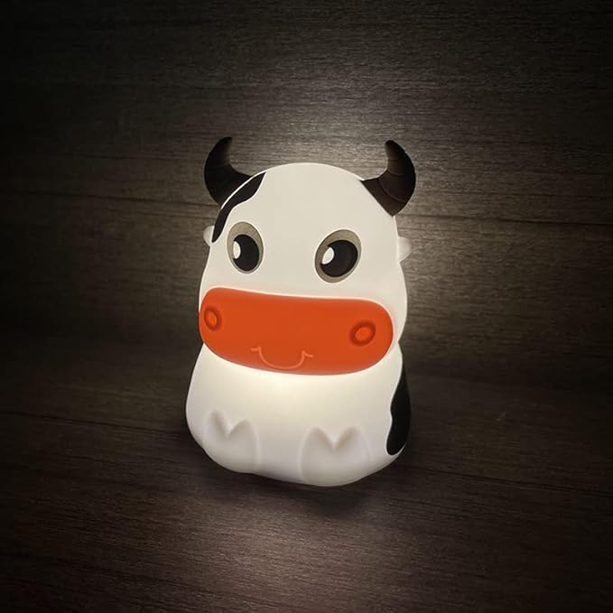 Cute Kids Night Light Night Lamp Night Lights for Kids Bedroom Toddler Baby Portable Silicone Battery Led Nightlight Nursery(Pink Cow)