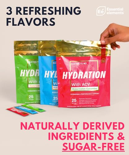 Essential Elements Hydration Packets - Variety Pack - Sugar Free Electrolytes Powder Packets - 15 Stick Packs of Electroly...