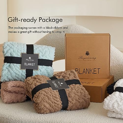 Royoliving Fuzzy Sherpa Wearable Fleece Blanket with Pockets for Adults, Ultra Soft Plush Shawl Throw Blankets (Black, 5...