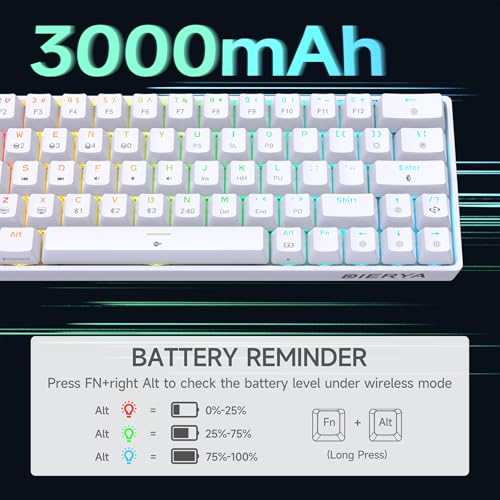 DIERYA DK63 60% Wireless Mechanical Gaming Keyboard | Bluetooth/2.4G/Wired | RGB Backlit | Anti-Ghosting Compact 63-Keys M...