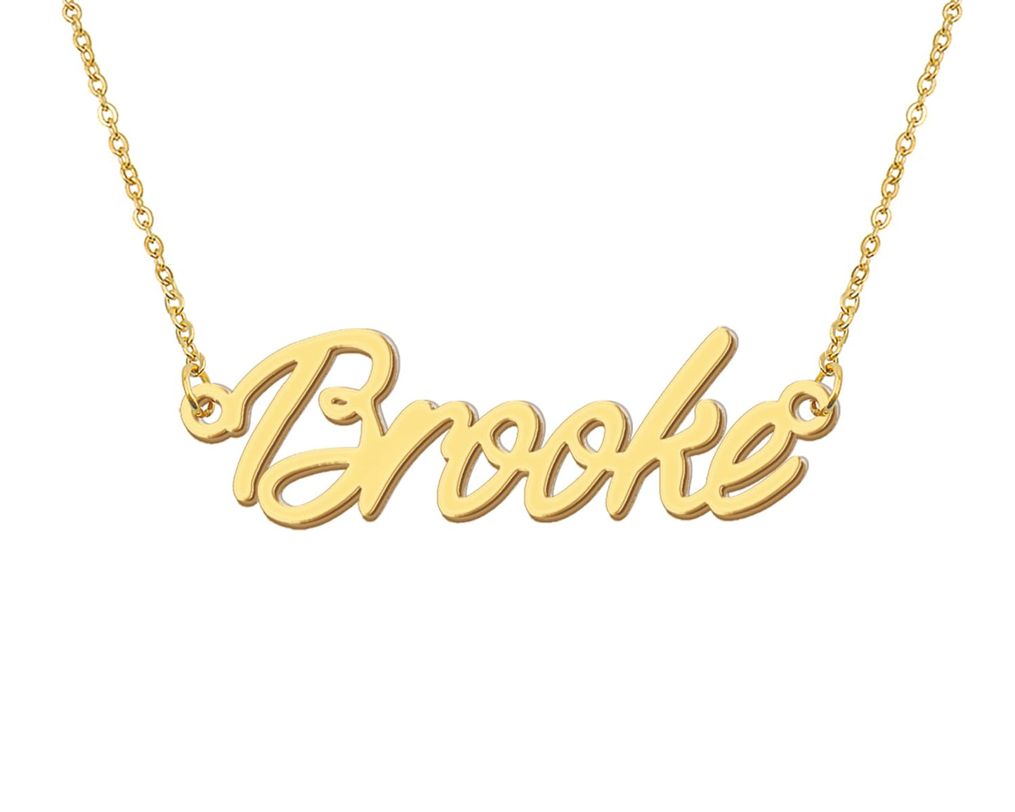 Aoloshow 18k Gold Plated Brooke Name Necklace Layer Nameplate Necklaces Womens Stainless Steel Jewelry for Christmas