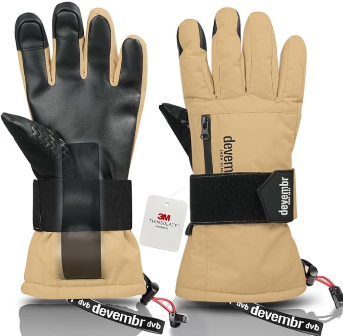 devembr Snowboarding Gloves with Wrist Guards, Ski Gloves Touchscreen