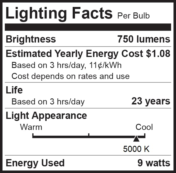 Bioluz Led Lights For Bedroom  Equivalent To 60 Watt Led Bulbs  5000K Daylight  9W Non-Dimmable A19 Led Light Bulbs  Home Decor Led Lightbulb  6 Pack