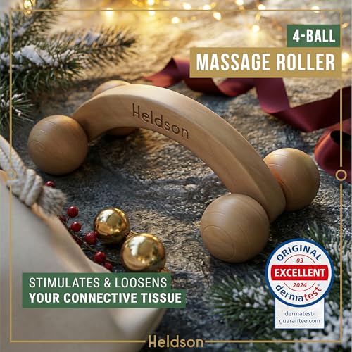 HELDSON® Wooden Therapy Massage Tools [6 Pieces] - Wood Rollers for Body Sculpting - Lymphatic Drainage Massager - Celluli...