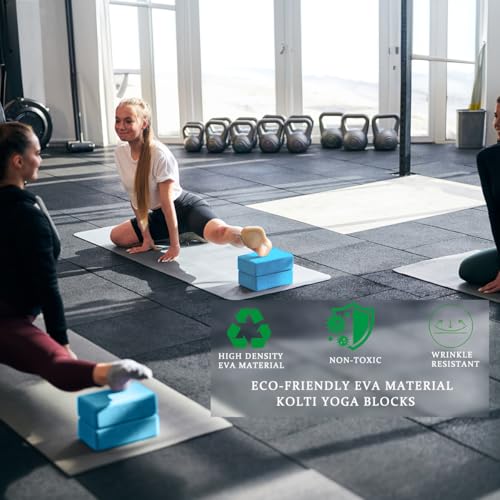 Yoga Blocks 2 Pack, Supportive Latex-Free Eva Foam Soft Non-Slip Blocks with Beveled Edges for Yoga, Pilates, Meditation -...