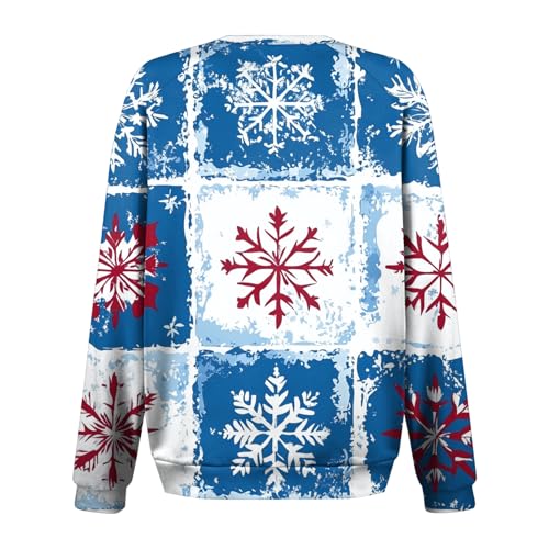 Christmas Sweatshirts For Women Funny Holiday T Shirts Long Sleeve Snowflake Funny Cute Pullover Sweatshirts Xmas Tree