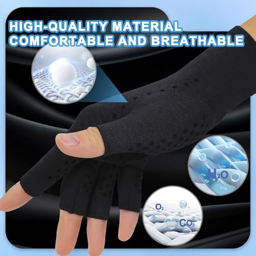 DRNAIETY 2-Pair Arthritis Compression Gloves- for Hand Arthritis, Carpal Tunnel Pain, Rheumatoid Arthritis, RSI, Fingerles...