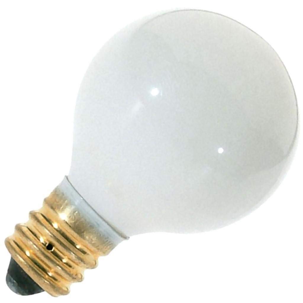 Satco S3864 10W G8 Round Candelabra Base Light Bulb, Gloss White Glass