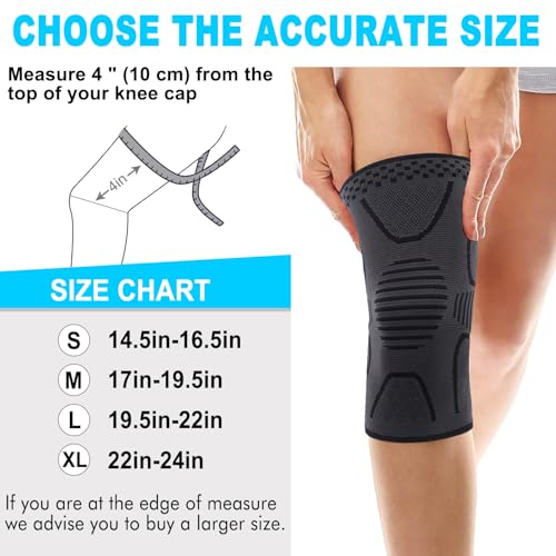 Double Couple 2 Pack Copper Knee Brace Knee Compression Sleeve Support for Men Women Knee Pain Working Out Running Sport A...