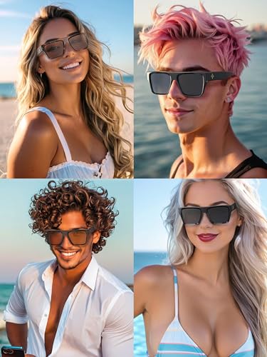 VISOONE Oversized Square Flat Top Sunglasses Women Men Retro Trendy Fashion Accessories UV400 Protection Shades Alba