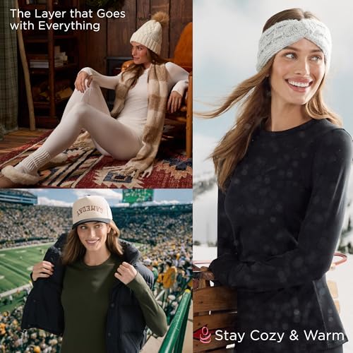 Cuddl Duds Womens Heavyweight Cold Weather Fleece Lined Thermal Set – Long Sleeve Top & Leggings - Winter Lounge Sets