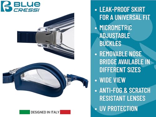 Cressi Adult Swim Goggles, Interchangeable Nose Bridges for Comfort and Maximum Visibility- Nuoto 3.0