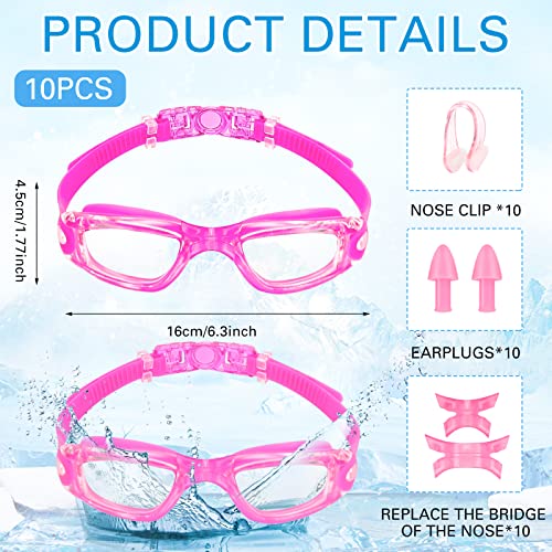 Treela 10 Pcs Swimming Goggles for Adults Pool Goggles Swim Glasses Bulk Multipack Anti Fog Silicone No Leaking
