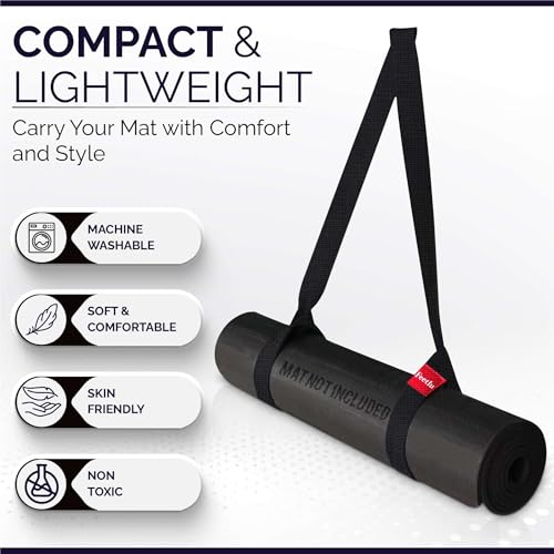 Feetlu Yoga Mat Straps 2 in 1 - Cotton - Adjustable anti-slip straps for yoga, pilates, stretching, for carrying mats