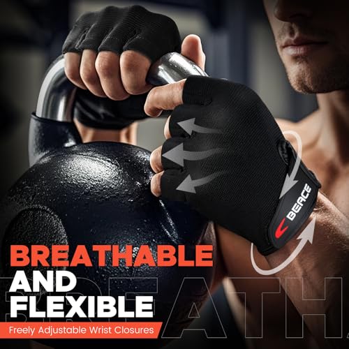 BEACE Weight Lifting Gym Gloves with Anti-Slip Leather Palm for Workout Exercise Training Fitness and Bodybuilding for Men...