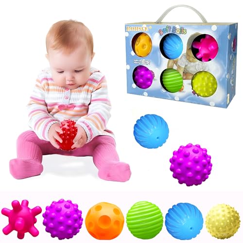 ROHSCE Baby Textured Multi Sensory Toys Massage Ball Gift Set BPA Free for Toddlers 1-3 Soft Balls Montessori Infant Baby ...