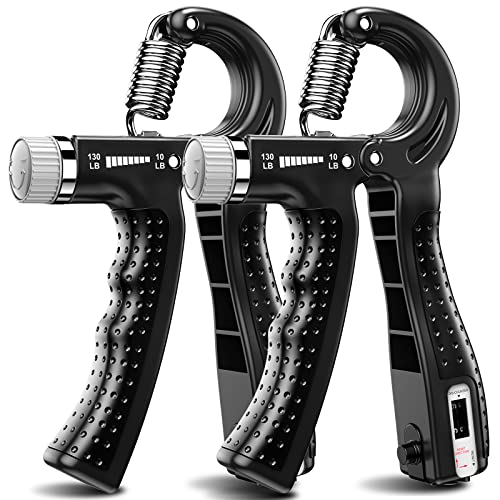 KDG Hand Grip Strengthener 2 Pack Adjustable Resistance 10-130 lbs Forearm Exerciser，Grip Strength Trainer for Muscle Buil...