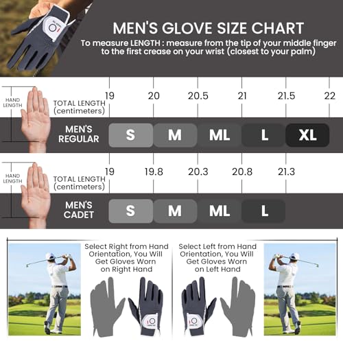 FINGER TEN Premium Rain Grip Men's Golf Gloves 1 Pair, Hot Wet Weather No Sweat Glove for Serious Feel & Performance, Left...