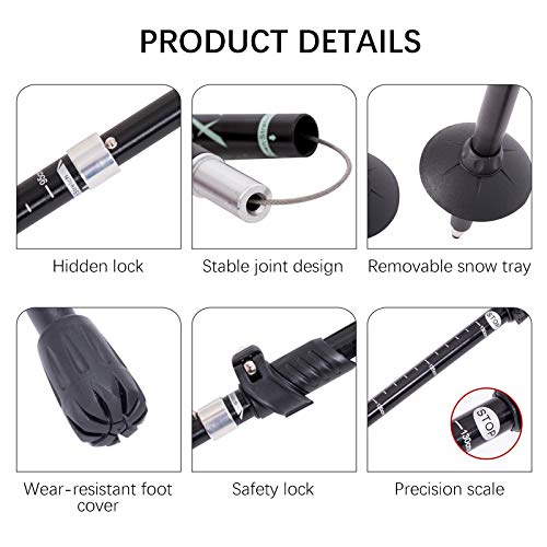 Kelendle Collapsible Trekking Pole Aluminum Ultralight Travel Trekking Hiking Pole for Men and Women