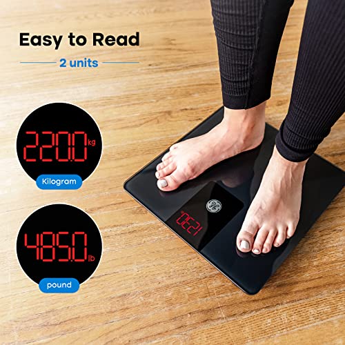 GE Bathroom Scale for Body Weight, Digital Weight Scales 500lb Heavy Duty Measuring Device for People Accurate BMI Weighin...