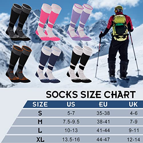 MORXPLOR Merino Wool Ski Socks 2 Pairs Pack for Men&Women,Skiing and Snowboarding Knee High Warm Socks for Cold Weather