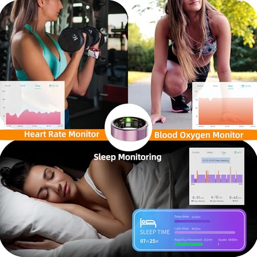 Smart Ring For Women Men, Health Tracker with Heart Rate/Blood Oxygen/Blood Pressure/Sleep Monitoring/Step Counting, IP68 ...