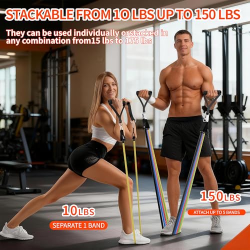 Resistance Bands, Exercise Bands Set for Working Out, Resistance Bands with Handles, Home Gym Workout Bands, Fitness Equip...