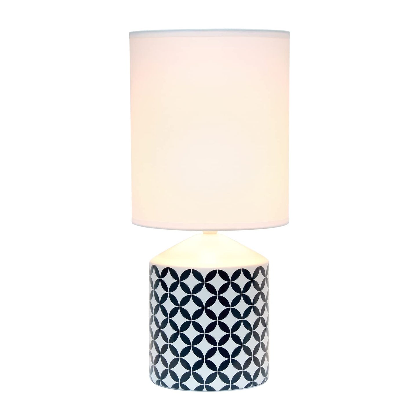 Simple Designs Table Lamp, Coin Diamond Star CrissCross, Ceramic, 8.5inL x 8.5inW x 18.5inH, Black, Model LT2077-COI