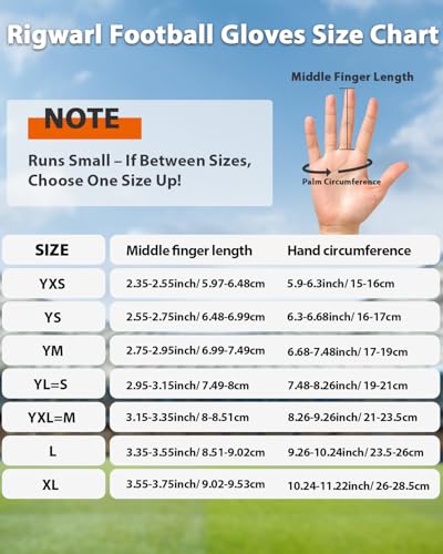 RIGWARL Football Gloves Adult Men, Youth Kids Football Gloves with Super Sticky Grip, Receiver Glove Best Gift for Adult Y...