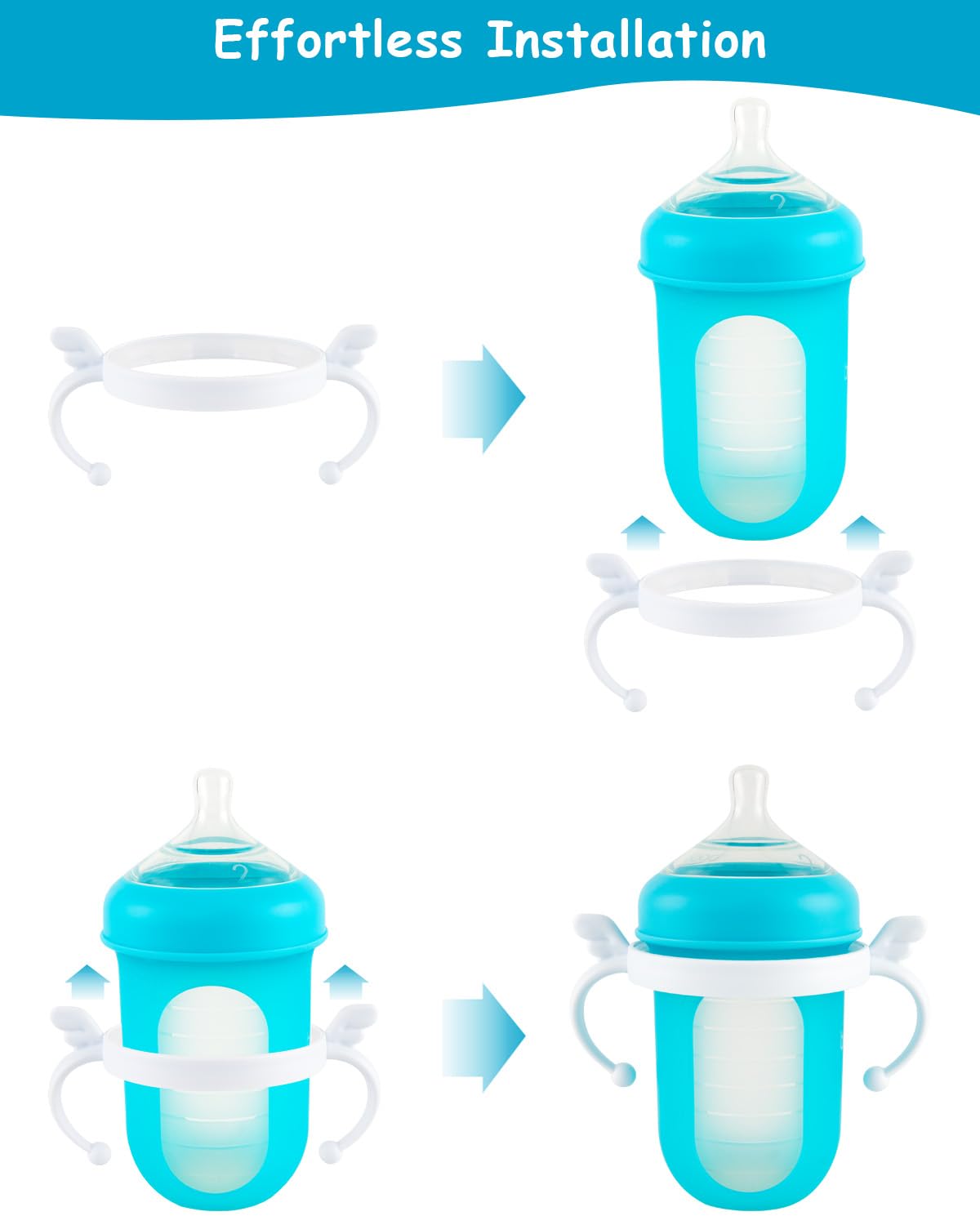 XUNICUTE Baby Bottle Handles for Boon Bottles, Ergonomic Bottles Holder for Newborn, 3 Count