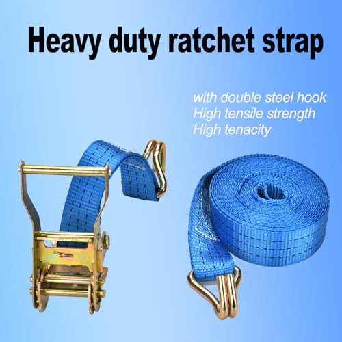 Ratchet Straps - 2 Pack 1.5 Inch Heavy Ratchet Duty Tie-Down Straps, Cargo Straps Ratcheting with Double J-Hook, 4400 LB B...