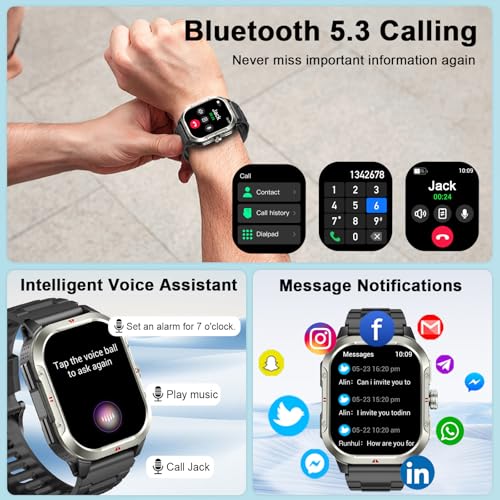 Smart Watch for Men Women GPS, Military 2.06" Fitness Tracker with Bluetooth Calling, Smartwatch Heart Rate Sleep SpO2 Ste...
