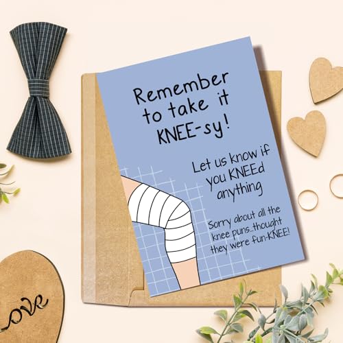 Naixiwen Funny Knee Get Well Soon Card for Men Women, Knee Replacement Card Gift for Patient, Speedy Surgery Recovery Card...