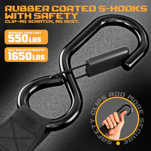 ITORRIN Retractable Ratchet Straps(4 PK)- 1 Inch x 10 Feet (1,650lb Break Strength)-Self Retracting Tie Down Straps for Mo...
