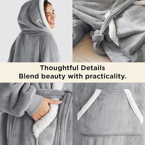Bedsure Wearable Blanket Hoodie, Long Hooded Blanket Sweatshirt as Christmas Birthday Gifts for Women, Cozy Sherpa Hoodie ...