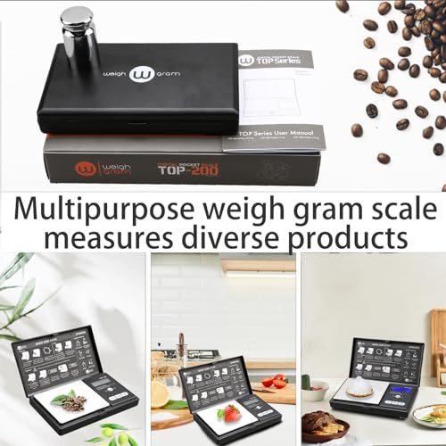 Weigh Gram 200g Digital Pocket Gram Scale 0.01g Accuracy, 200g x 0.01g Mini Digital Grams Scale, Small Food Scale, Jewelry...