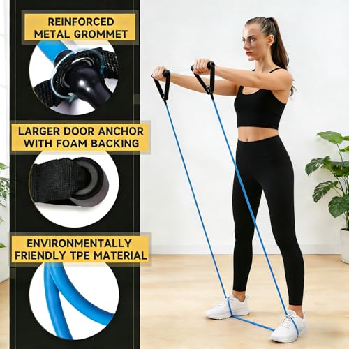 20 Pcs Resistance Bands with Handles for Home Workouts, Universal Exercise Bands Set for Physical Therapy & Rehabilitatio...