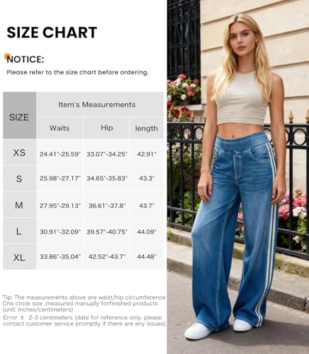 Keolorn Wide Leg Jeans for Women,Unique Color Block Design,High-Waisted Straight Cut,High Elasticity Baggy Denim Pants.