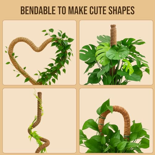 Craft911 Moss Pole Monstera Plant Support – 2 Pack 28” Bendable Moss Pole Monstera Plant Support, Plant Stakes for Indoor ...