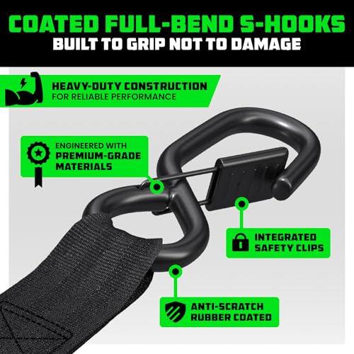 RHINO USA Ratchet Straps Tie Down Kit, 5,208 Break Strength - Includes Heavy Duty Rachet Tiedowns with Padded Handles & Co...