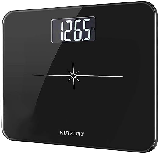 NUTRI FIT Extra-Wide/Ultra-Thick Digital Body Weight Bathroom Scale with 3 Inch Large Easy Read Backlit LCD Display Max Ca...