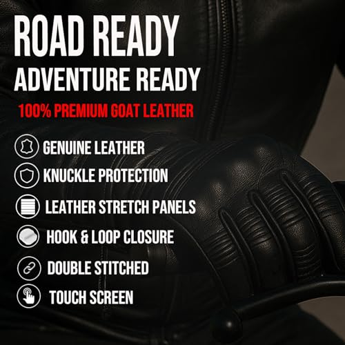 Jackets 4 Bikes Motorcycle Leather Gloves for Men Women - Touch Screen, Gel Padding, Knuckle & Palm Protection, Motorbike ...