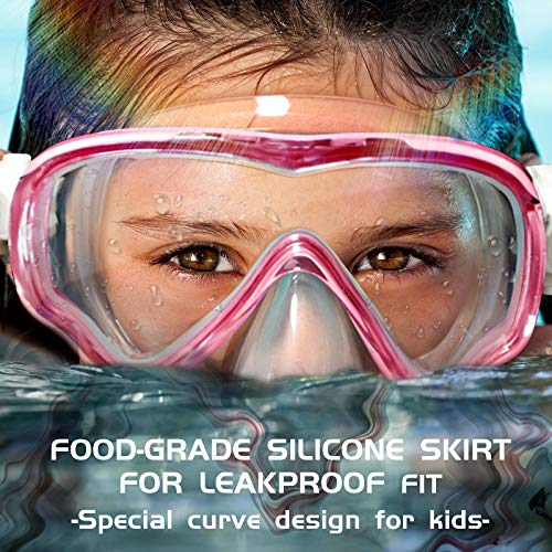 Seago Kids Swim Goggles Snorkel Diving Mask for Youth(5-15), Anti-Fog 180° Clear View