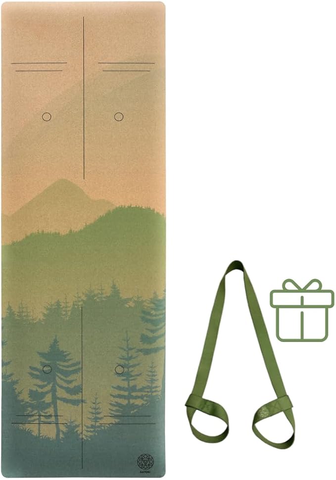 Satori Concept Cork Yoga Mat with Natural Rubber Base, Extra Size, Thickness and Support, Excellent Cushion & Grip, Non-Sl...