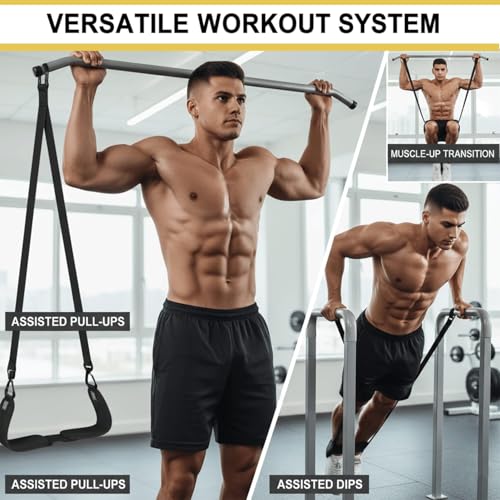 Pull Up Assistance Bands – Heavy Duty Adjustable Pull Up Assist Bands with Foot & Knee Support for Pull Up Bar, Pull Up Re...